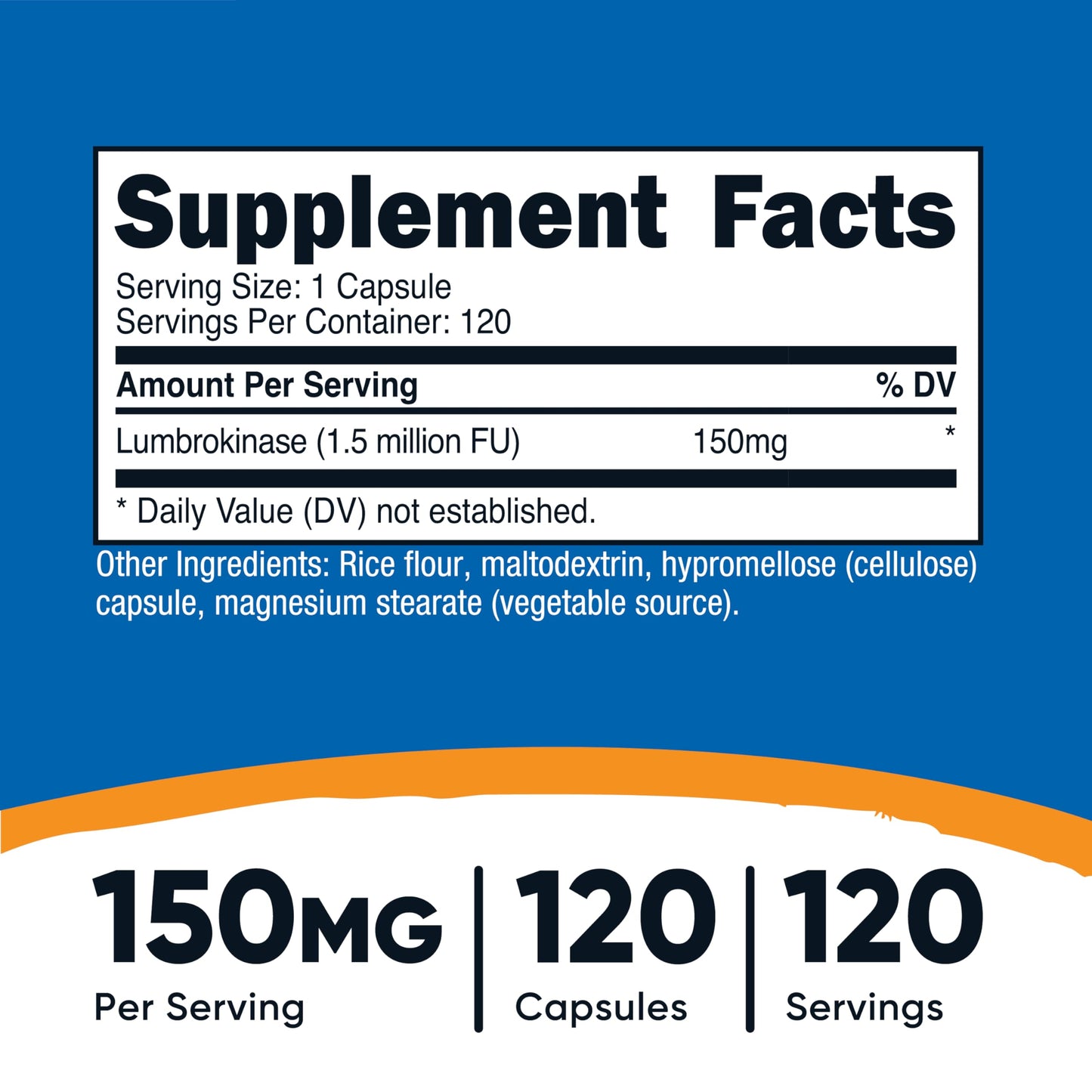 Nutricost Lumbrokinase Capsules 150 mg (120 Capsules) - Gluten-Free, Vegan, GMO-Free
