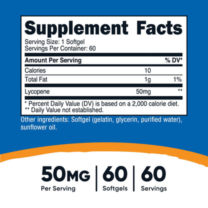 Nutricost Lycopene 50mg Softgels – 60-Count | Non-GMO, Gluten-Free