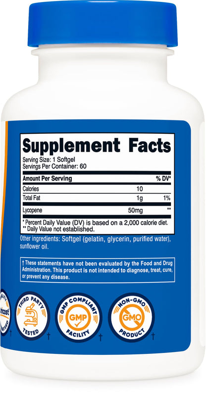Nutricost Lycopene 50mg Softgels – 60-Count | Non-GMO, Gluten-Free