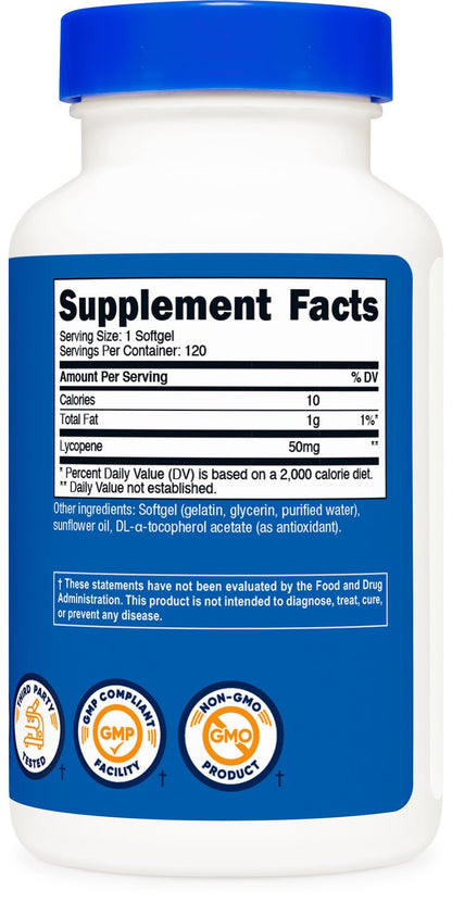 Nutricost Lycopene 50mg Softgels – 120 Softgels | Non-GMO, Gluten-Free