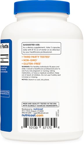Nutricost L-Lysine 1000mg | 250 Capsules | 500mg per Capsule | Gluten Free & Non-GMO