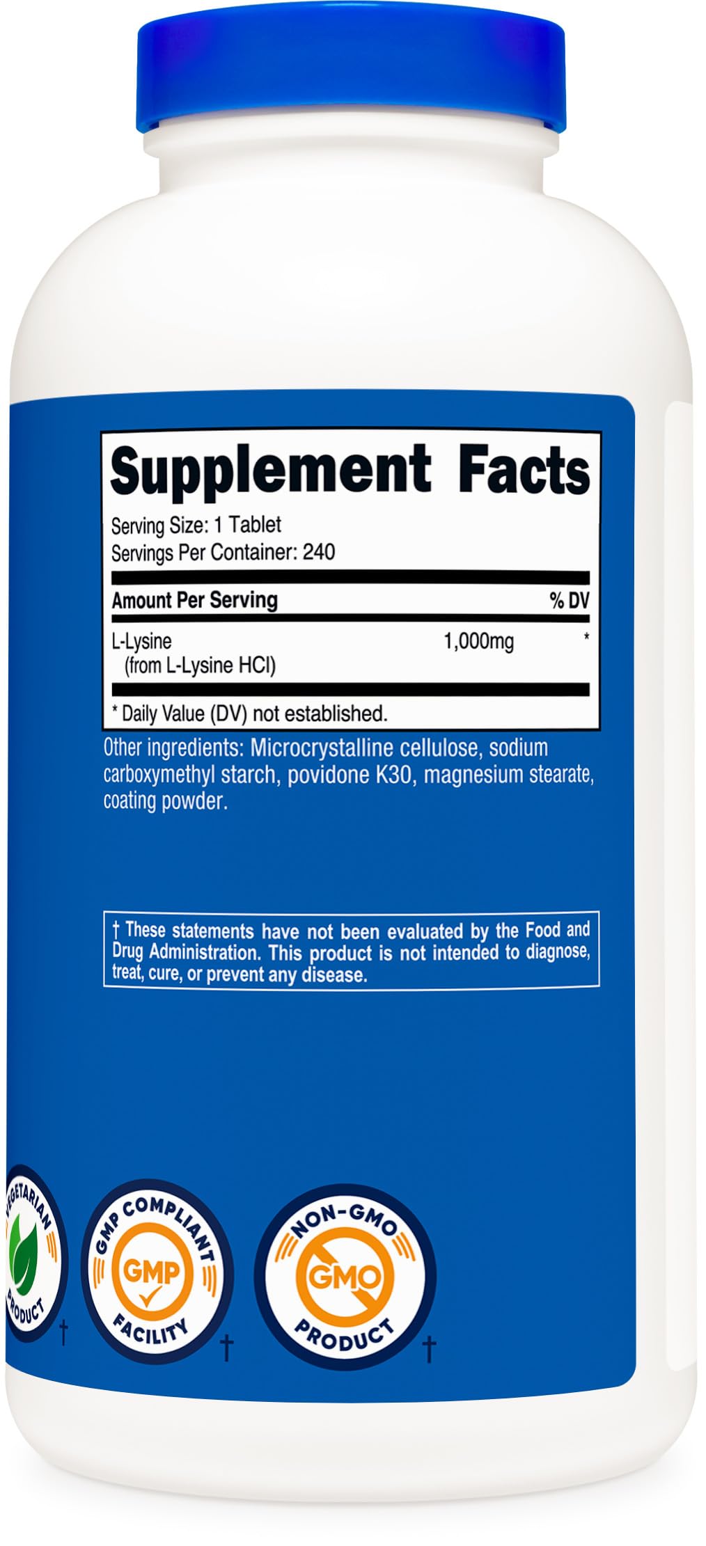 Nutricost L-Lysine 1000mg - 240 Servings | Gluten Free, Non-GMO, Vegetarian Friendly
