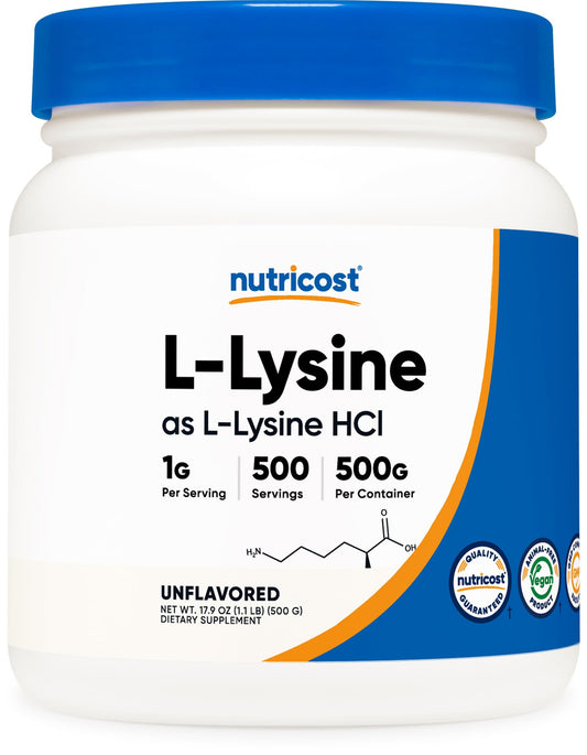 Nutricost L-Lysine Powder 500 Grams - Pure L-Lysine, Non-GMO, Gluten Free BritishVita | Premium UK Vitamins & Wellness Supplements