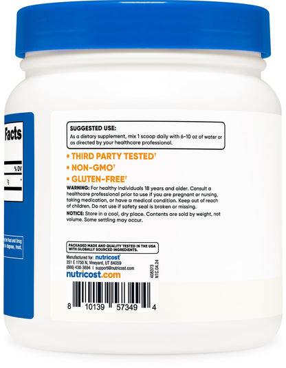 Nutricost L-Lysine Powder 500 Grams - Pure L-Lysine, Non-GMO, Gluten Free