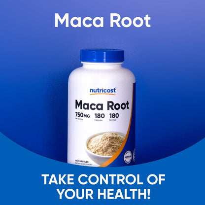 Nutricost Maca Root Capsules 750mg – 180 Servings (180 Capsules) | Lepidium meyenii