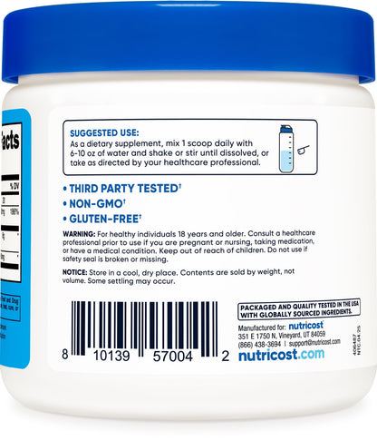 Nutricost Magnesium BHB Salts 250g Unflavored | Exogenous Ketone Supplement