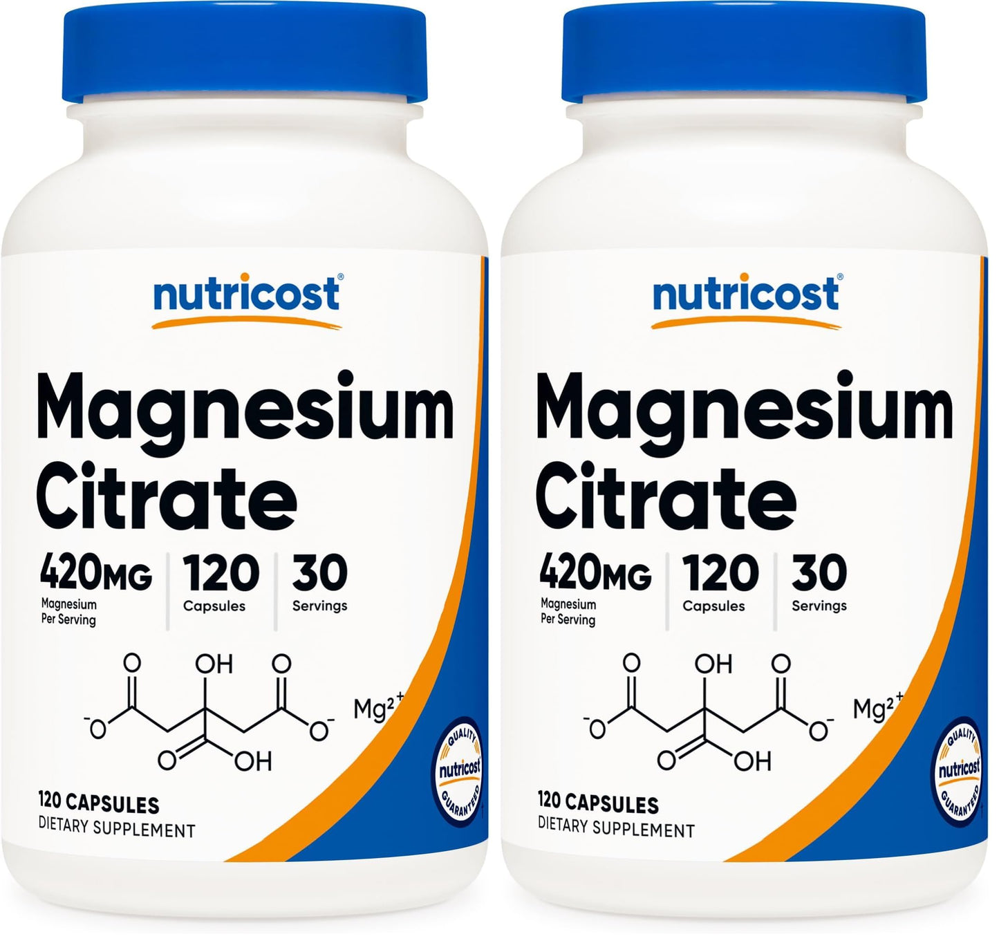 Nutricost Magnesium Citrate 420mg – 120 Veggie Capsules (30 Servings) Gluten Free & Non-GMO – Pack of 2