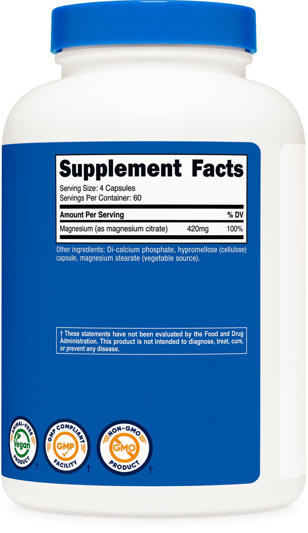 Nutricost Magnesium Citrate 420mg - 240 Veggie Capsules | Gluten Free & Non-GMO