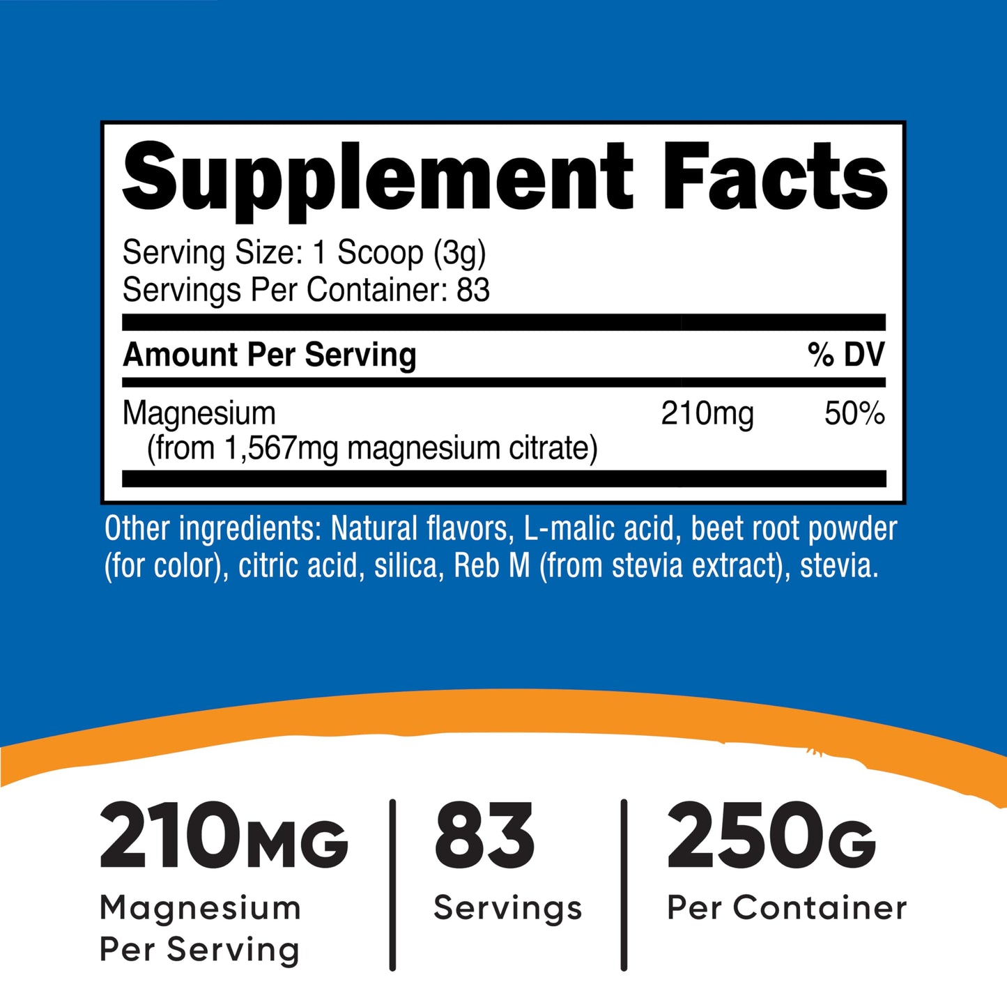 Nutricost Magnesium Citrate Powder – Fruit Punch, 250 g