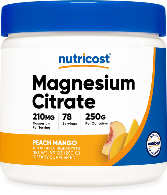 Nutricost Magnesium Citrate Powder – Peach Mango 250g | Non-GMO & Gluten Free BritishVita | Premium UK Vitamins & Wellness Supplements