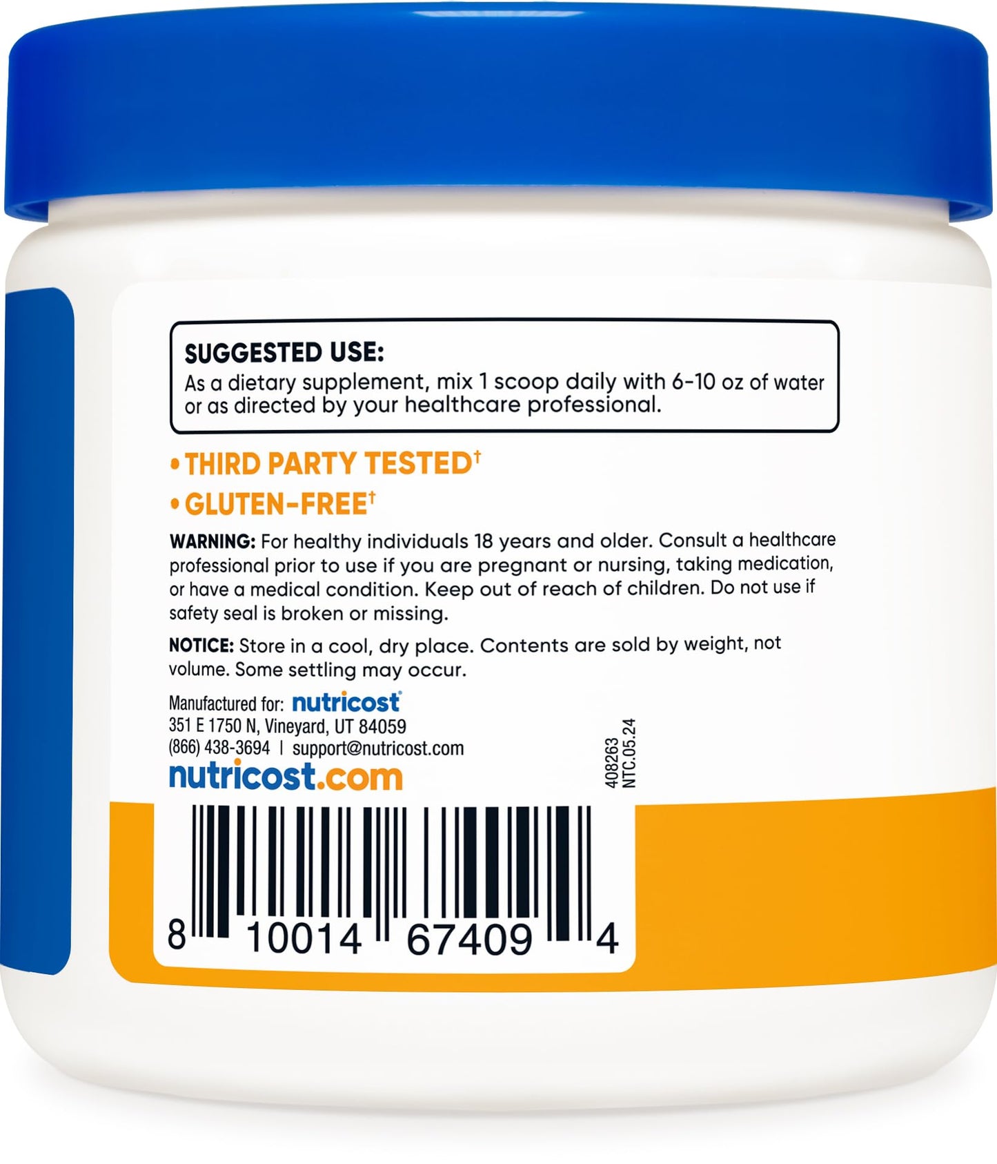Nutricost Magnesium Citrate Powder – Peach Mango 250g | Non-GMO & Gluten Free