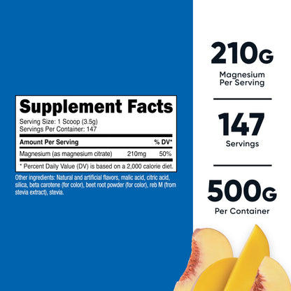Nutricost Magnesium Citrate Powder Peach Mango 500 Gram – Non-GMO, Gluten Free, Made in USA