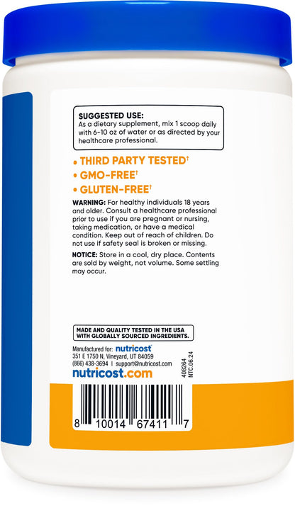 Nutricost Magnesium Citrate Powder Peach Mango 500 Gram – Non-GMO, Gluten Free, Made in USA