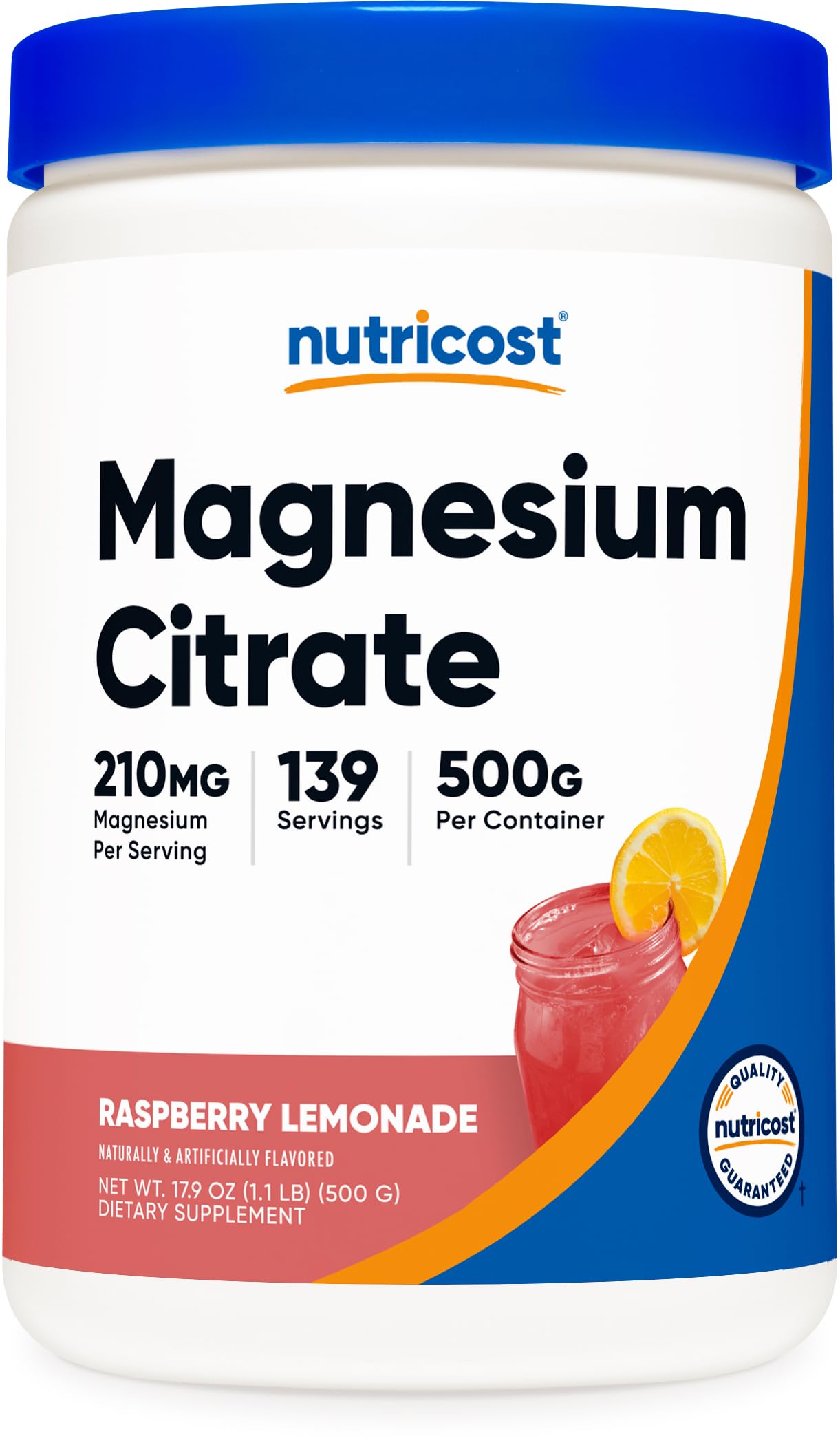 Nutricost Magnesium Citrate Powder Raspberry Lemonade 500g | Non-GMO, Gluten Free, Made in USA