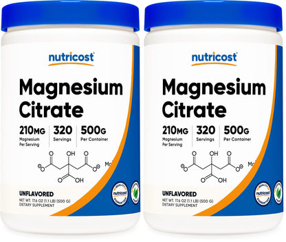 Nutricost Magnesium Citrate Powder (Unflavored, 500 Gram) (Pack of 2)