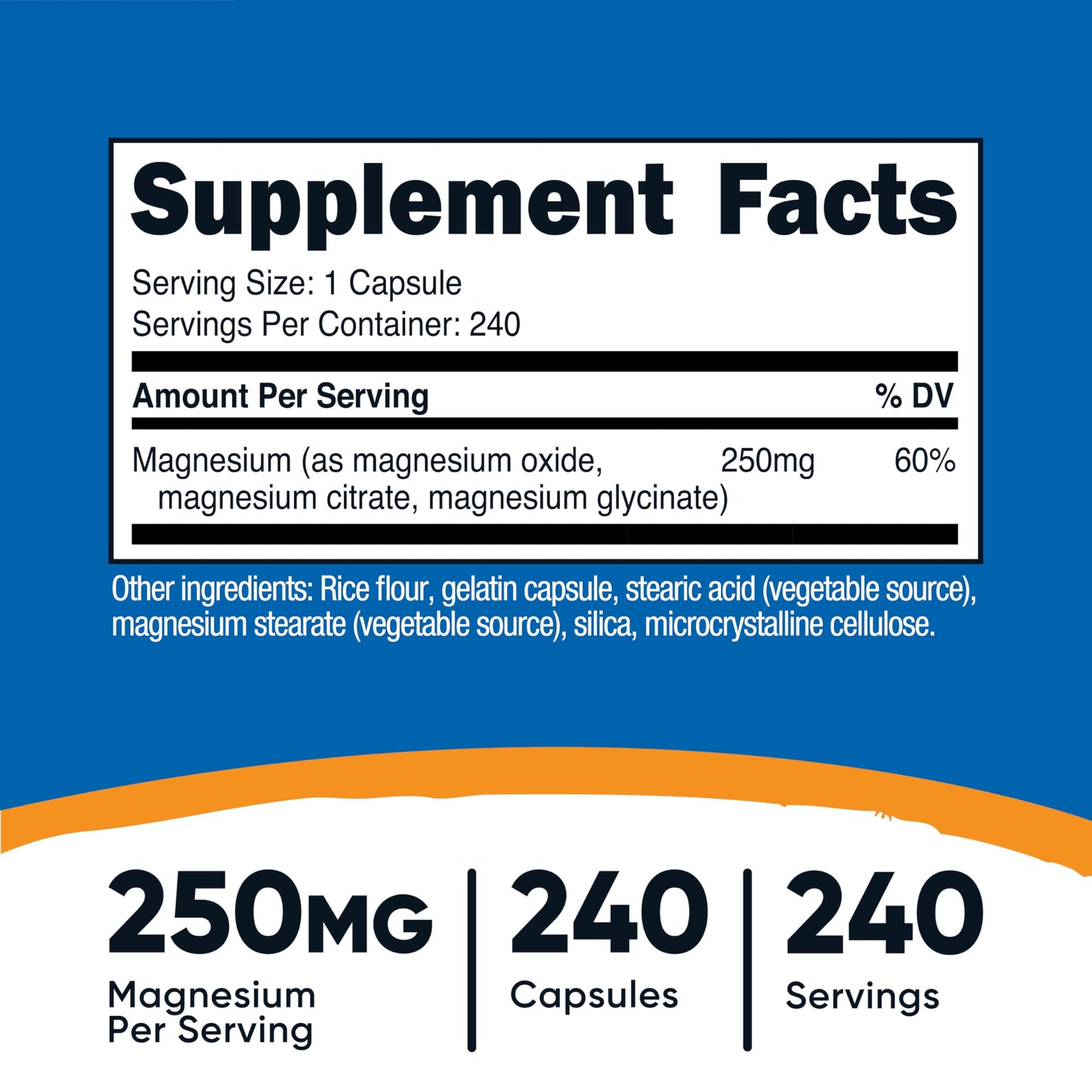Nutricost Magnesium Complex 250mg, 240 Capsules - Magnesium Oxide, Citrate, and Glycinate - Gluten Free and Non-GMO