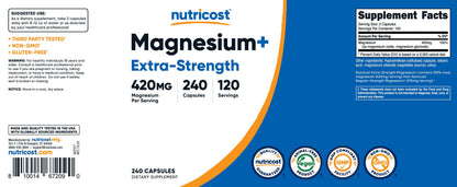 Nutricost Magnesium+ Extra Strength 420mg | 240 Capsules | 120 Servings
