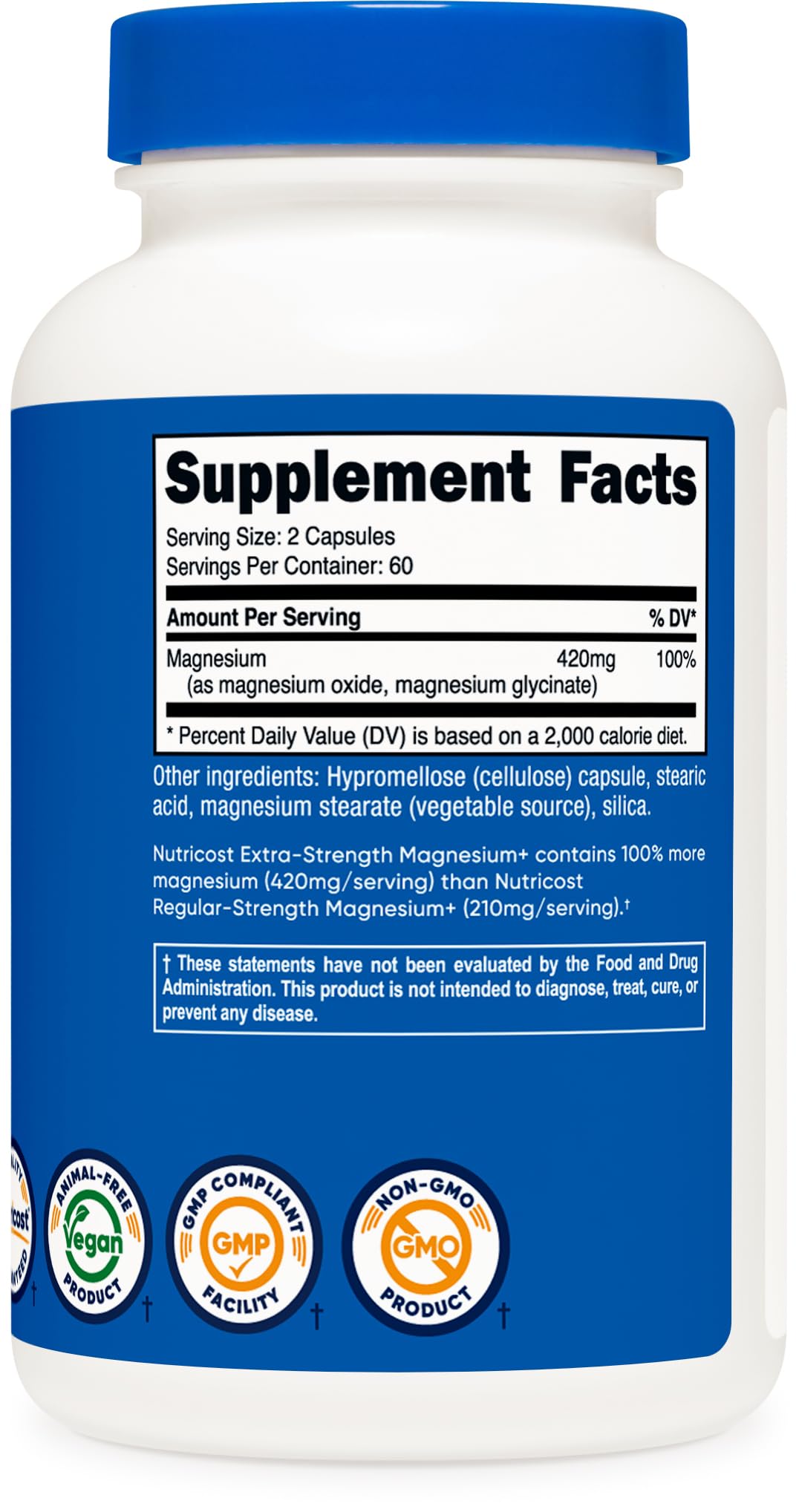 Nutricost Magnesium+ Extra Strength 420mg - 120 Capsules (60 Servings)