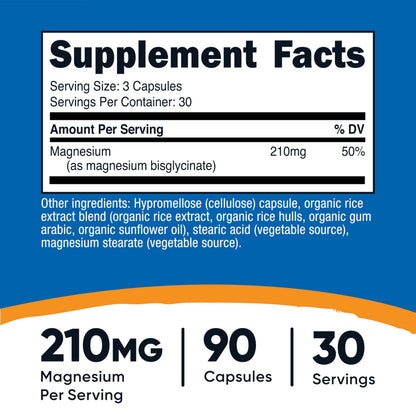 Nutricost Magnesium Glycinate Capsules – 210 mg per Serving | Gentle Absorption