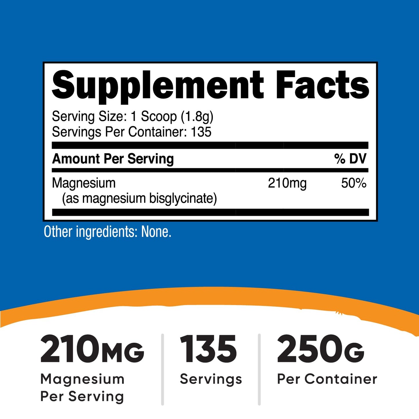 Nutricost Magnesium Glycinate Powder 250g – Unflavored, 210 mg per Serving