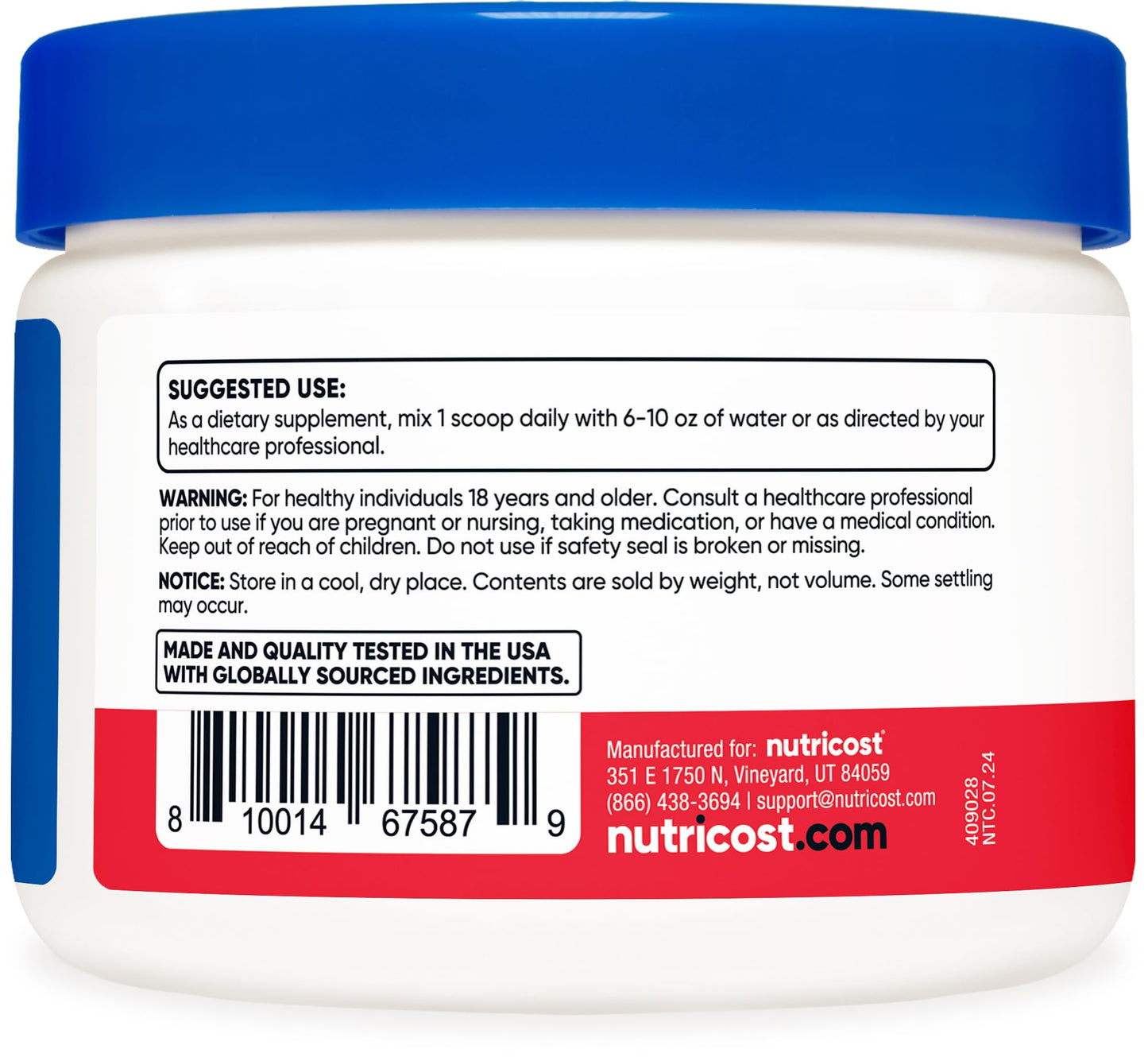Nutricost Magnesium Glycinate Powder – Fruit Punch, 250 g