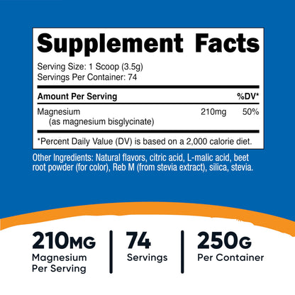 Nutricost Magnesium Glycinate Powder – Fruit Punch, 250 g