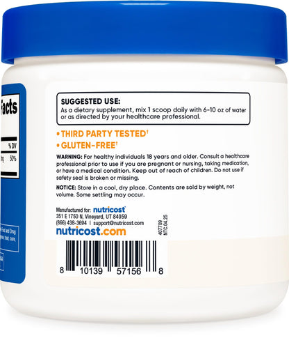 Nutricost Magnesium Glycinate Powder 250g – Unflavored, 210 mg per Serving
