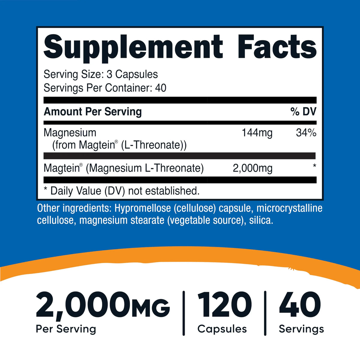 Nutricost Magnesium L-Threonate (Magtein) 2000mg – 120 Capsules – Non-GMO, Gluten Free, Vegetarian Friendly BritishVita | Premium UK Vitamins & Wellness Supplements