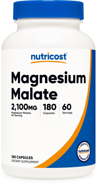 Nutricost Magnesium Malate 2,100mg – 180 Capsules | Vegetarian, Non-GMO, Gluten Free