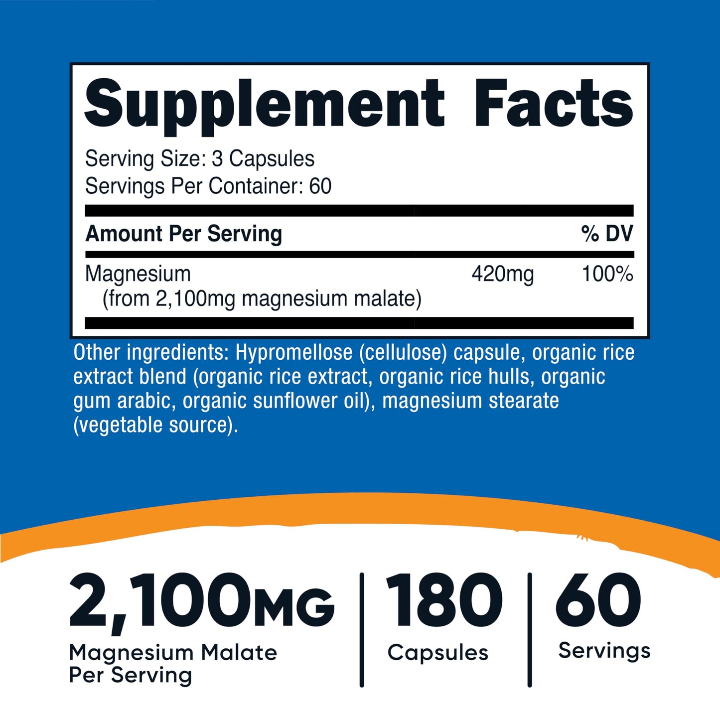 Nutricost Magnesium Malate 2,100mg – 180 Capsules | Vegetarian, Non-GMO, Gluten Free