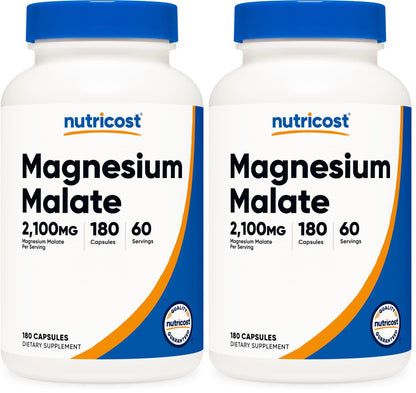 Nutricost Magnesium Malate 2100mg – 180 Capsules (Pack of 2) | Gluten Free, Non-GMO