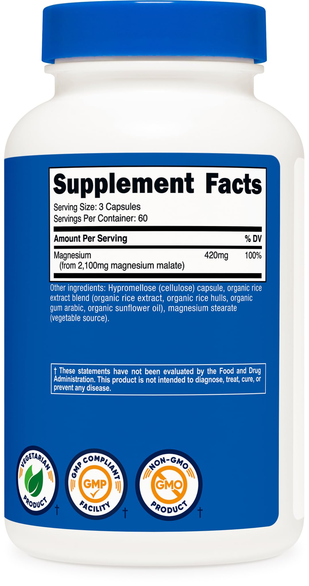 Nutricost Magnesium Malate 2100mg – 180 Capsules (Pack of 2) | Gluten Free, Non-GMO