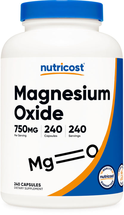 Nutricost Magnesium Oxide 750mg | 420mg Magnesium per Serving | 240 Capsules