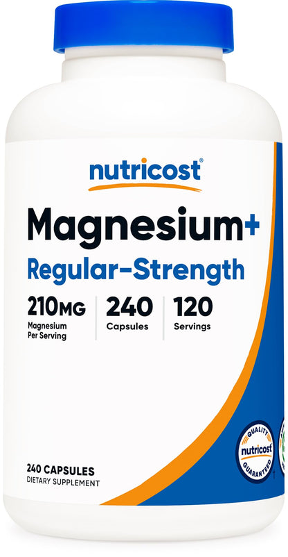 Nutricost Magnesium+ Regular Strength 210mg - 120 Servings | Glycinate & Oxide, Non-GMO, Gluten Free, Vegan