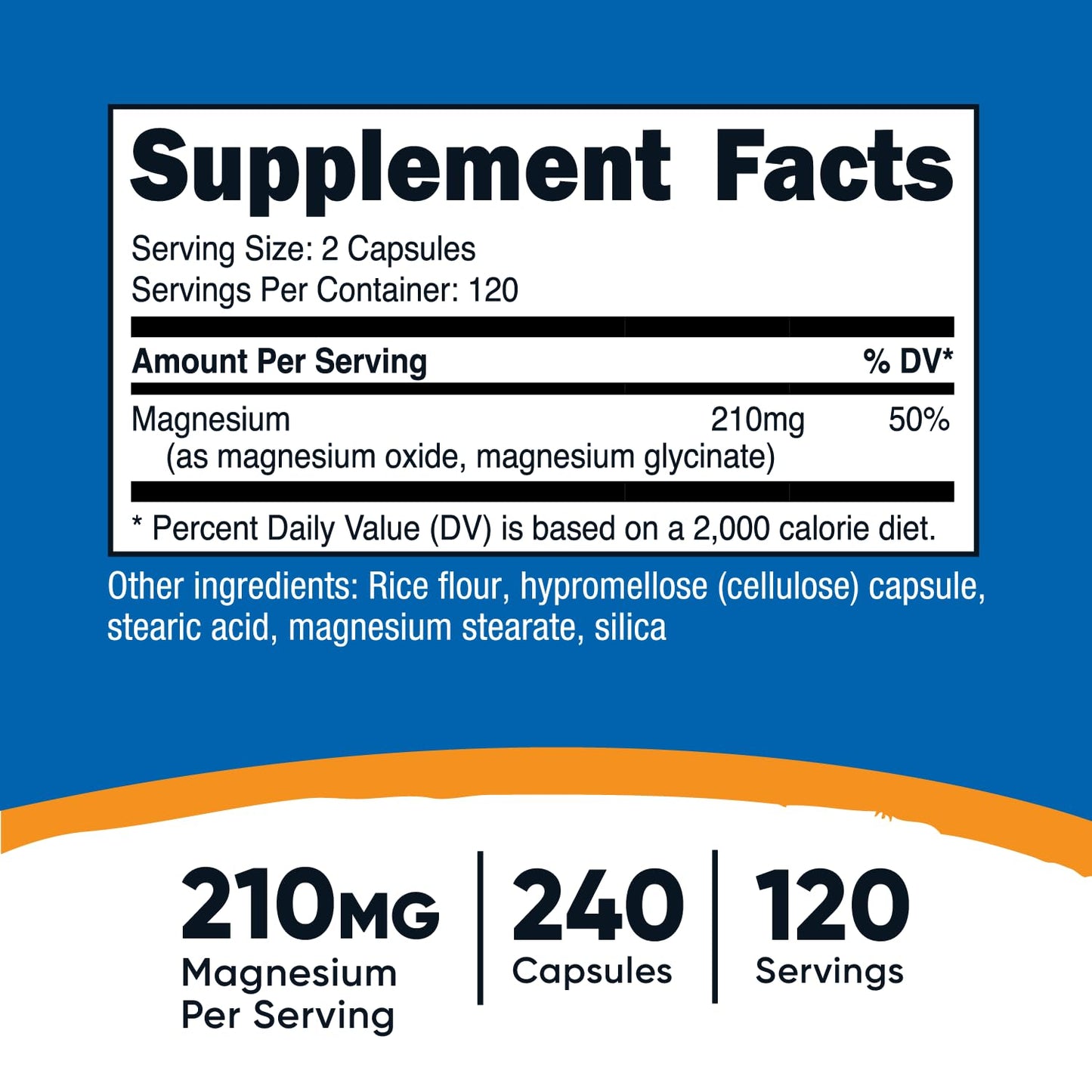 Nutricost Magnesium+ Regular Strength 210mg - 120 Servings | Glycinate & Oxide, Non-GMO, Gluten Free, Vegan