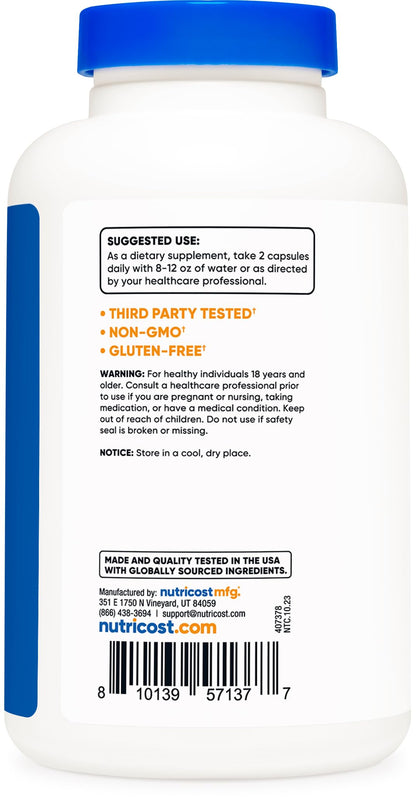 Nutricost Magnesium+ Regular Strength 210mg - 120 Servings | Glycinate & Oxide, Non-GMO, Gluten Free, Vegan