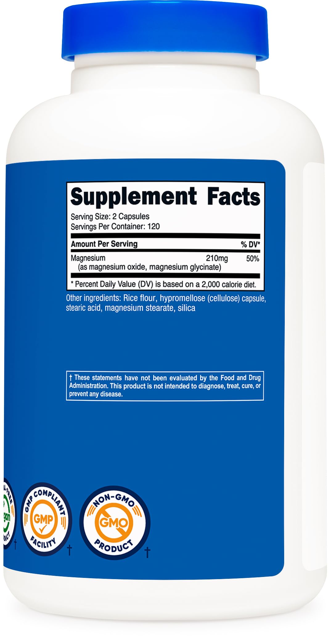 Nutricost Magnesium+ Regular Strength 210mg - 120 Servings | Glycinate & Oxide, Non-GMO, Gluten Free, Vegan