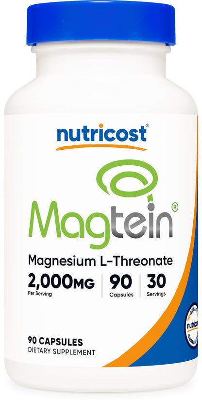 Nutricost Magtein Magnesium L-Threonate 2000mg, 90 Capsules – Gluten Free, Vegetarian