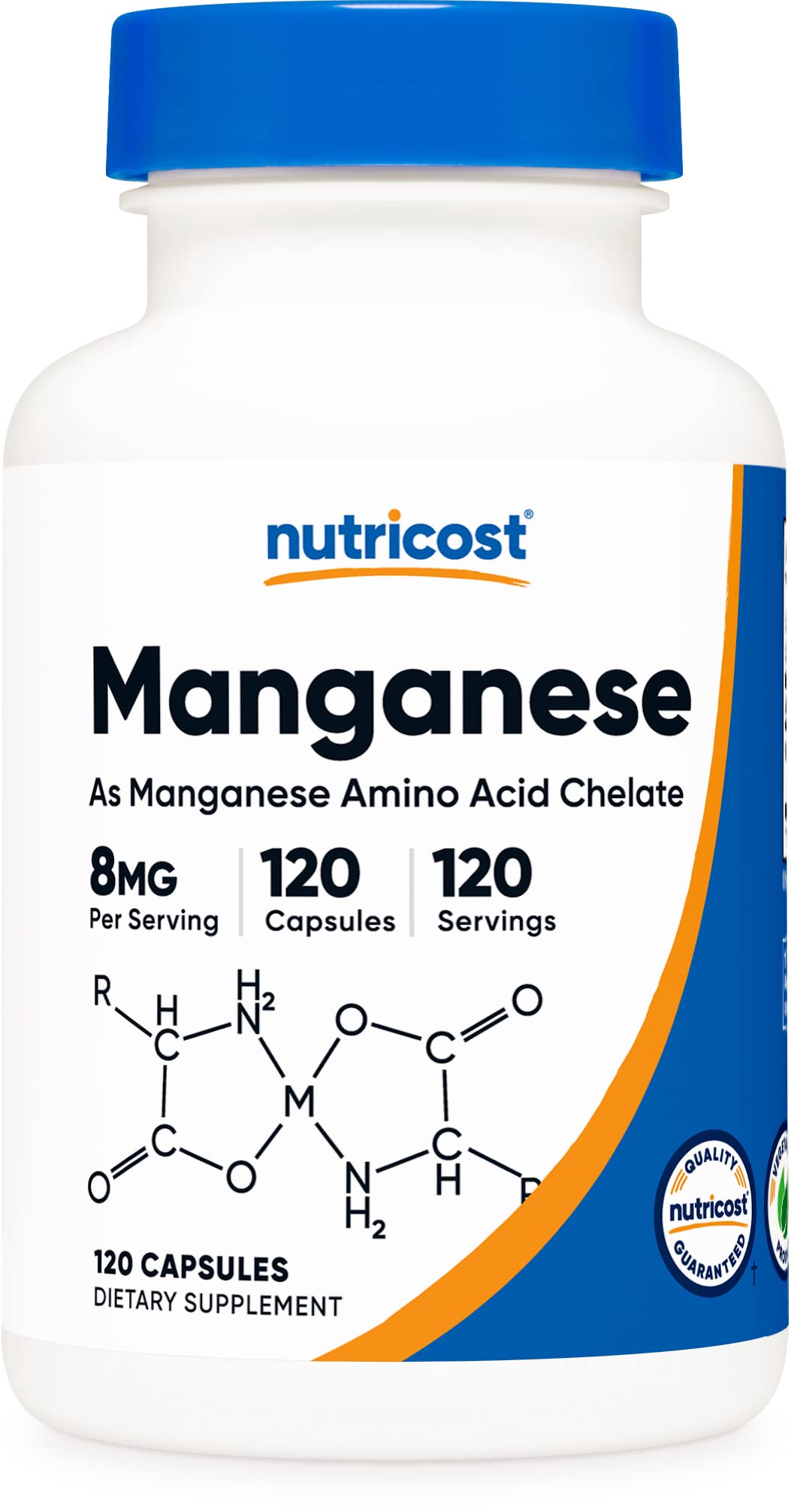 Nutricost Manganese Chelate 8mg - 120 Capsules | Gluten Free, Non-GMO