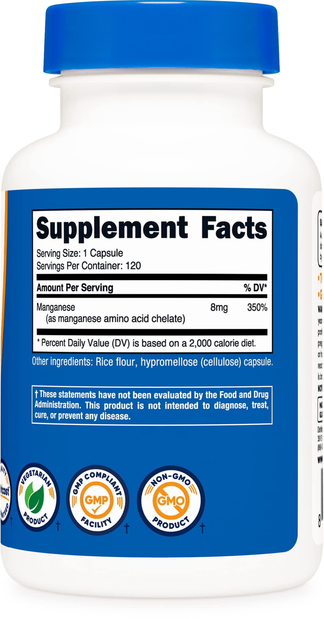 Nutricost Manganese Chelate 8mg - 120 Capsules | Gluten Free, Non-GMO