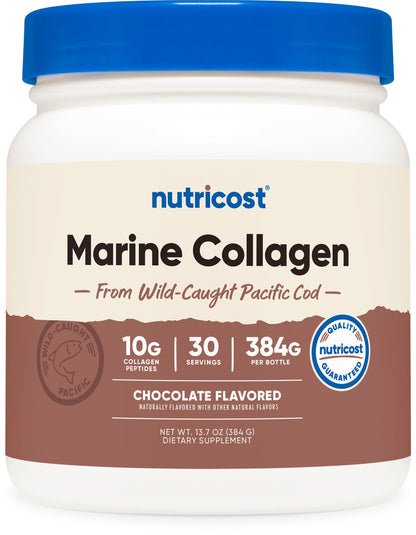 Nutricost Marine Collagen Chocolate Flavor - 30 Servings | Wild-Caught Pacific Cod