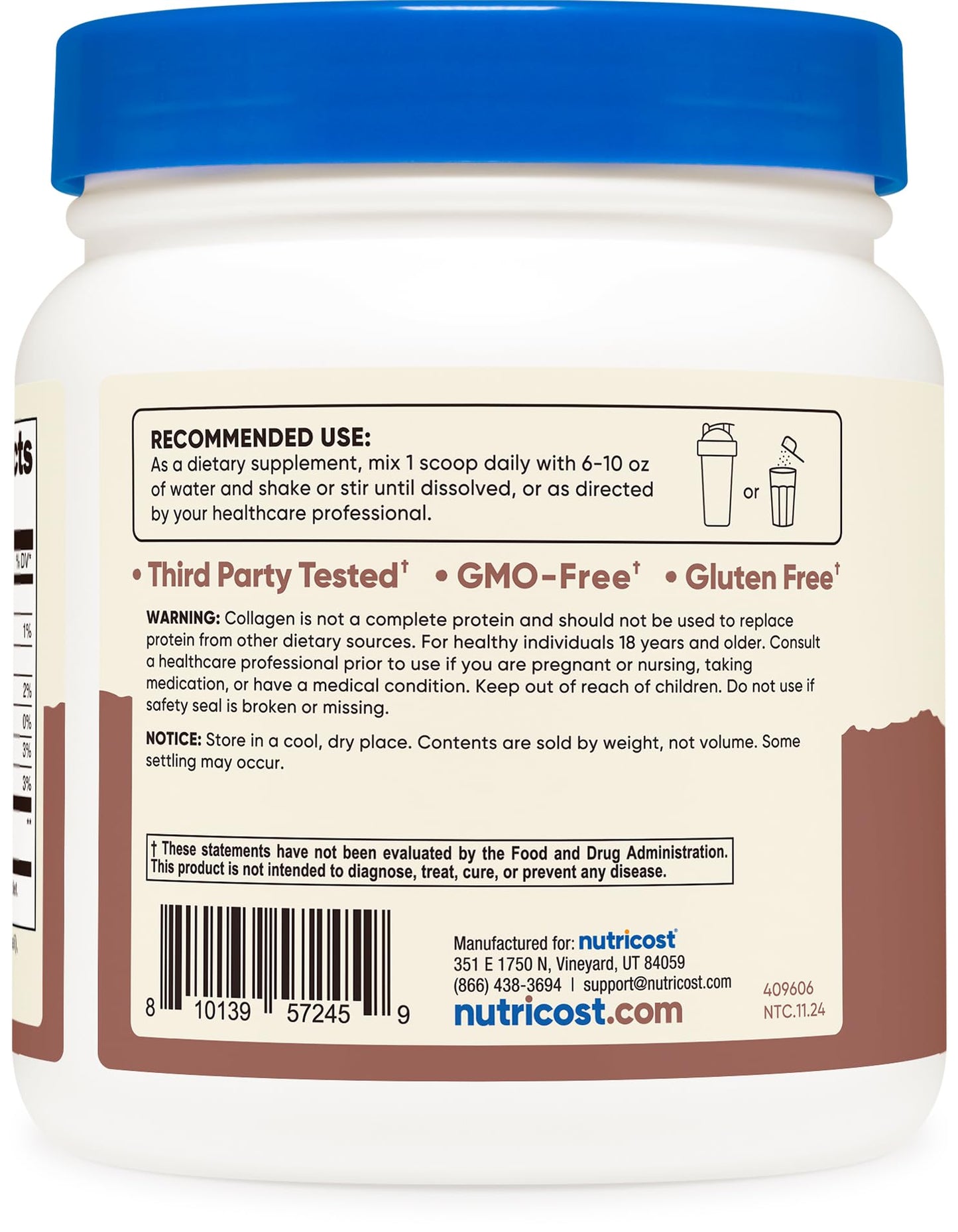 Nutricost Marine Collagen Chocolate Flavor - 30 Servings | Wild-Caught Pacific Cod
