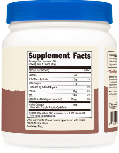 Nutricost Marine Collagen Chocolate Flavor - 30 Servings | Wild-Caught Pacific Cod