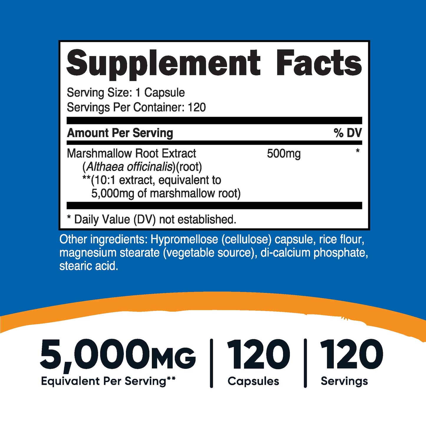 Nutricost Marshmallow Root 5000mg Equivalent - 120 Vegetarian Capsules (10:1 Extract)