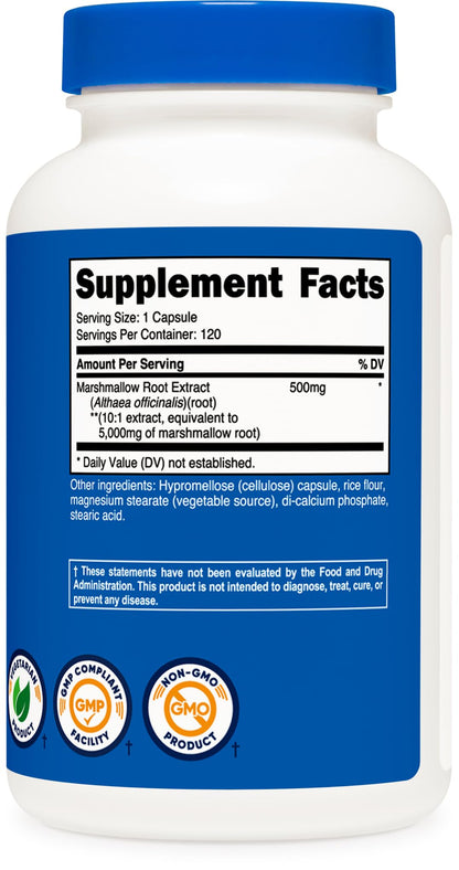 Nutricost Marshmallow Root 5000mg Equivalent - 120 Vegetarian Capsules (10:1 Extract)