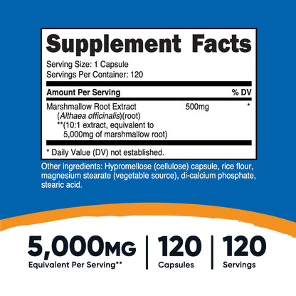 Nutricost Marshmallow Root 5000mg Equivalent - 120 Vegetarian Capsules (10:1 Extract)