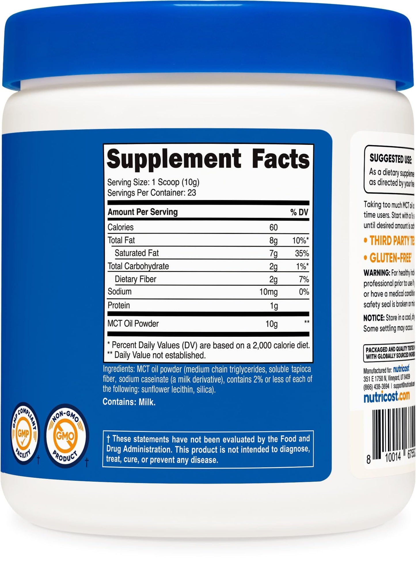 Nutricost MCT Oil Powder .5 LBS – Keto Friendly, Gluten Free