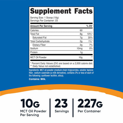 Nutricost MCT Oil Powder .5 LBS – Keto Friendly, Gluten Free