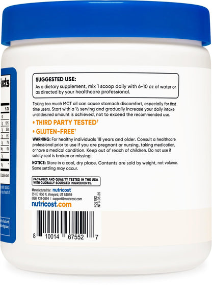 Nutricost MCT Oil Powder .5 LBS – Keto Friendly, Gluten Free