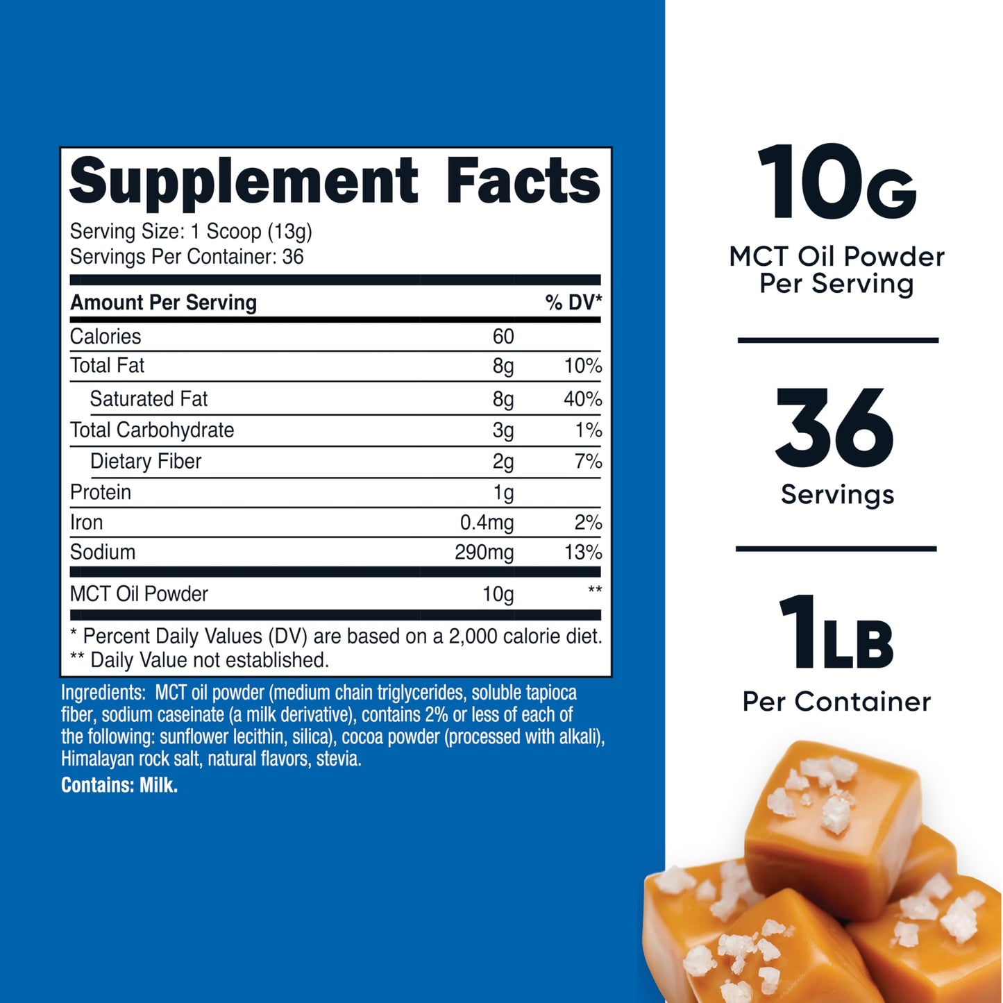 Nutricost Premium MCT Oil Powder Salted Caramel (1 lb) - Keto, Ketosis, Ketogenic Diet